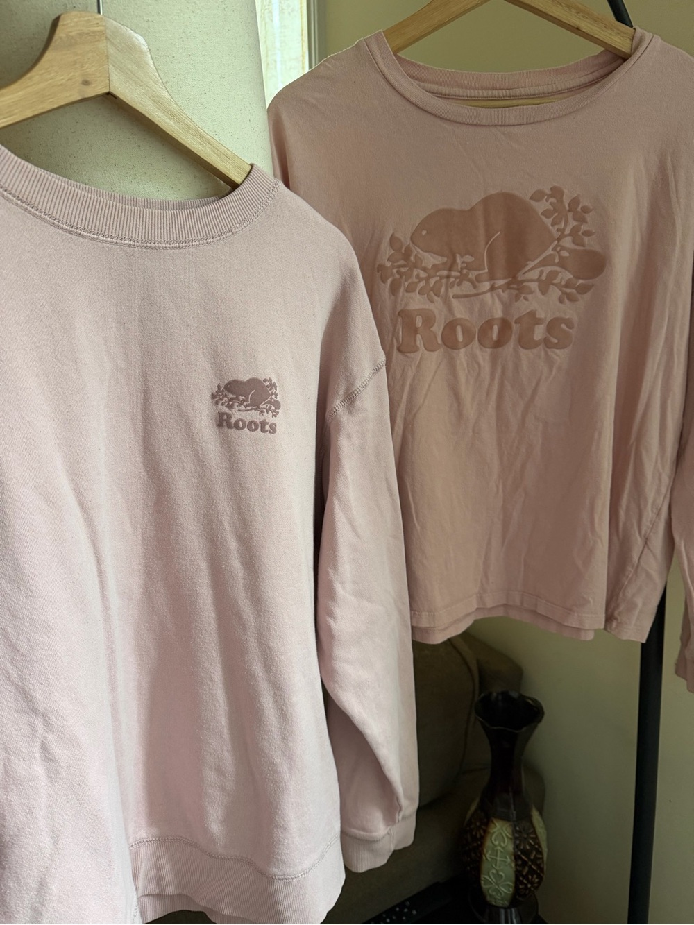 Roots Light Pink Crewneck & Long-Sleeve Tee Set